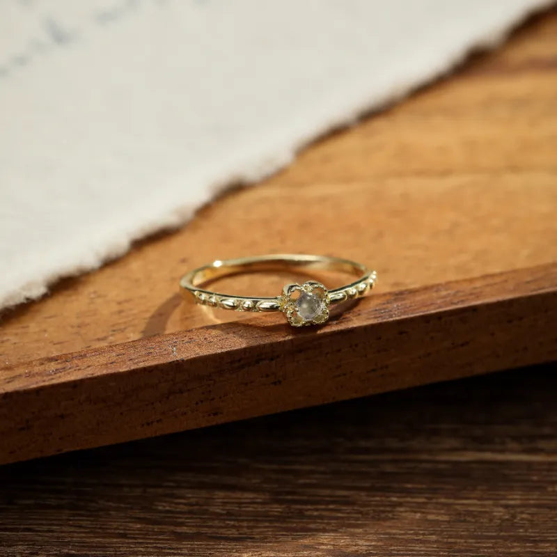 Bague Pierre de Lune "Songe Doux" Argent Doré Or
