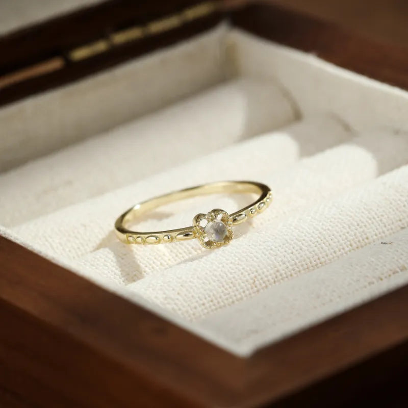 Bague Pierre de Lune "Songe Doux" Argent Doré Or