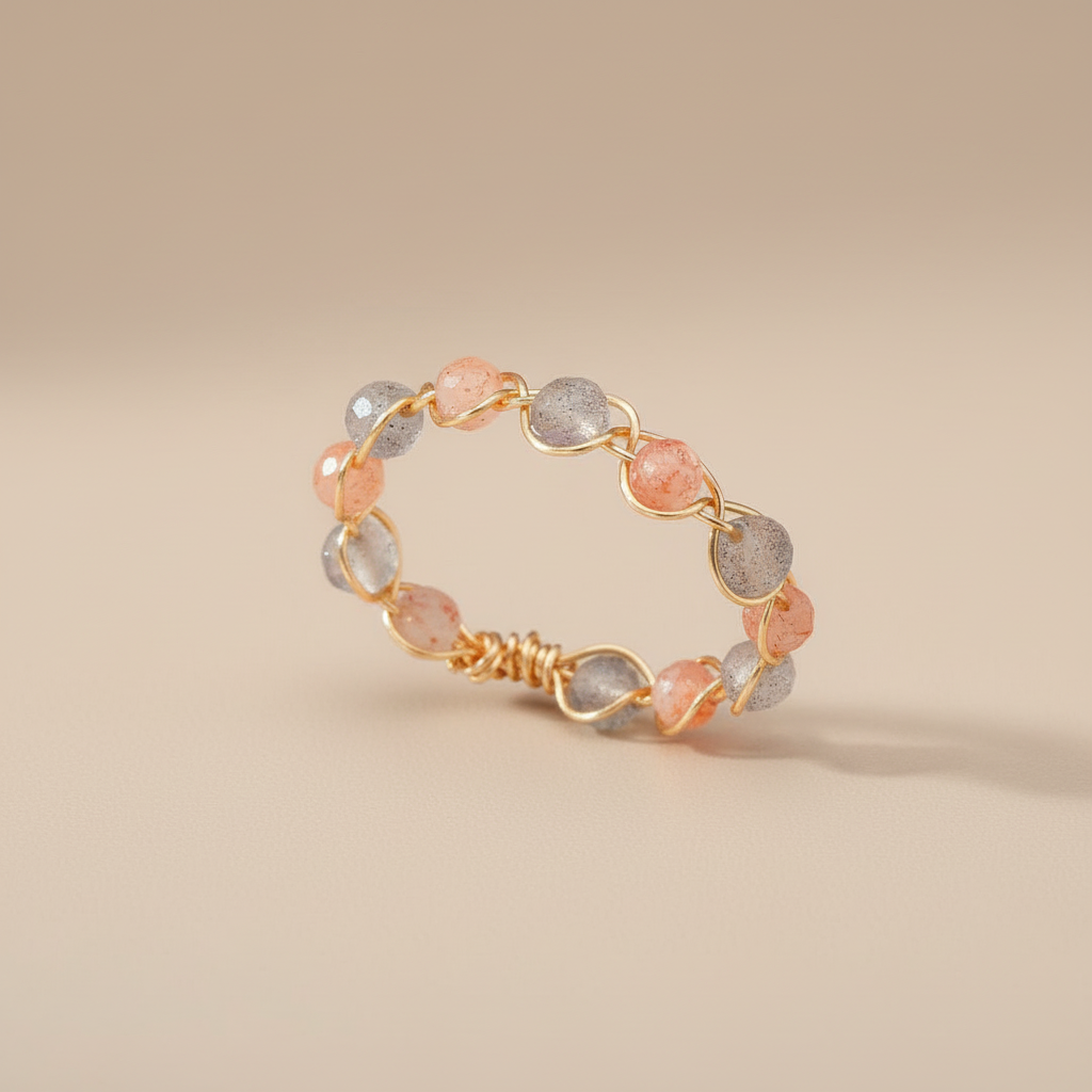 Bague Pierre de Soleil et Pierre de Lune "Éclat Astral"