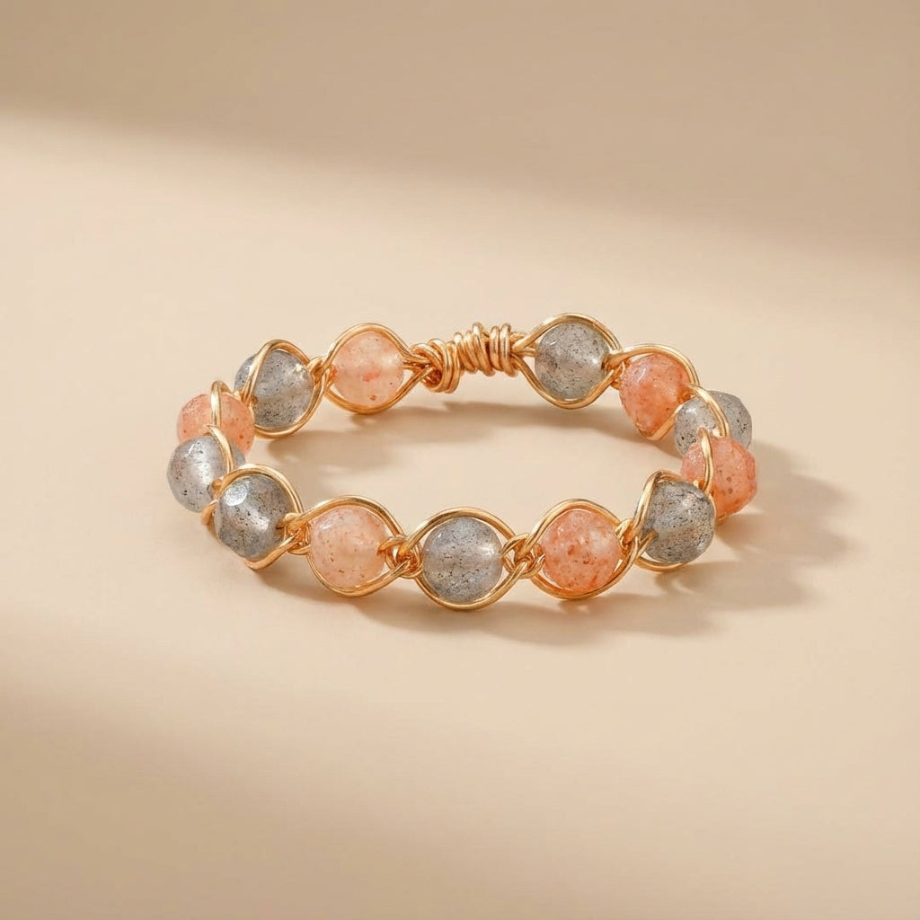 Bague Pierre de Soleil et Pierre de Lune "Éclat Astral"