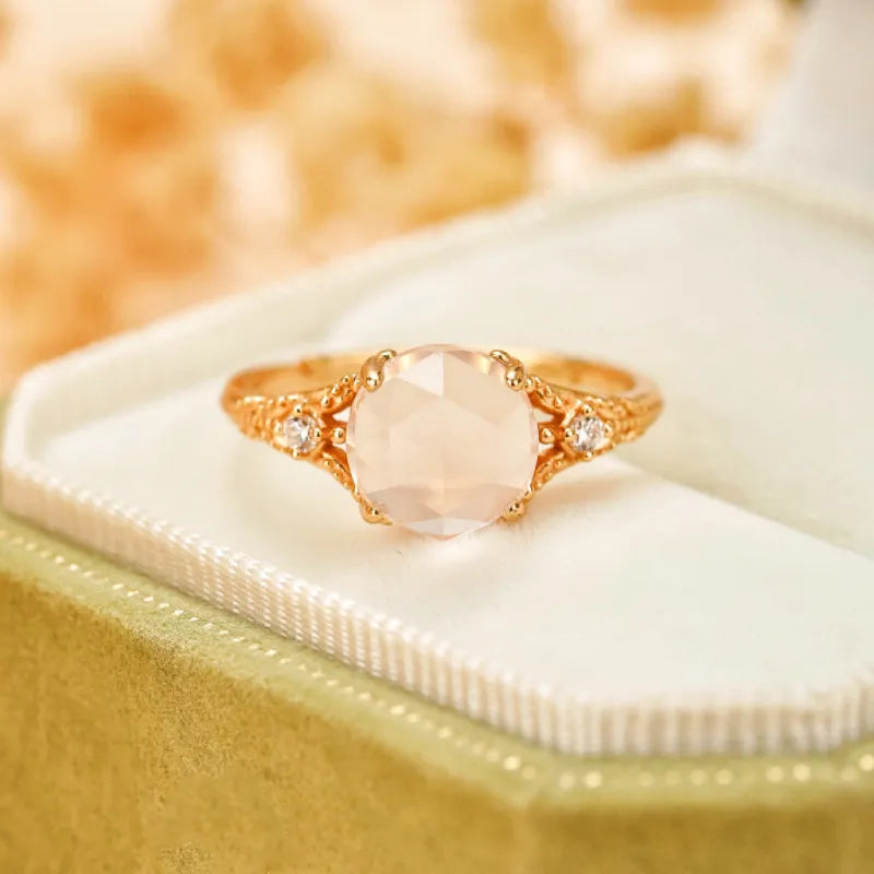 Bague Quartz Rose "Belle Floraison" Argent Doré Or