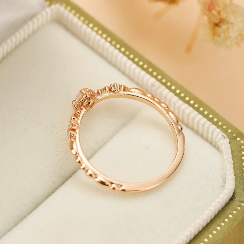 Bague Quartz Rose "Douceur" Argent Doré Or
