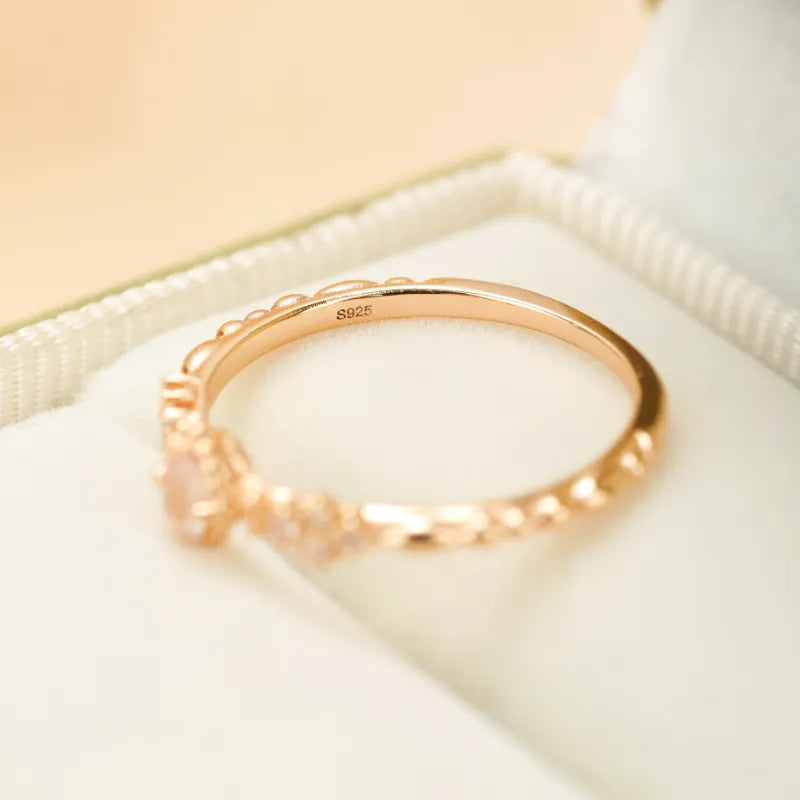 Bague Quartz Rose "Douceur" Argent Doré Or