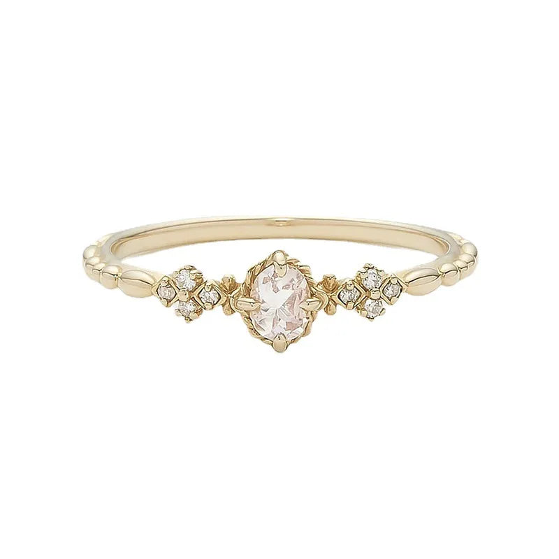 Bague Quartz Rose "Douceur" Argent Doré Or