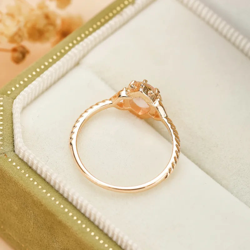 Bague Quartz Rose "Éclat Rosé" Argent Doré Or