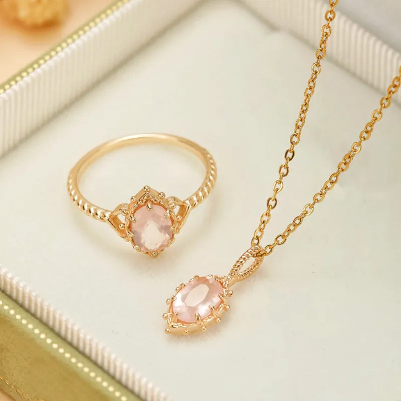 Collier Quartz Rose "Éclat Rosé" Argent Doré Or