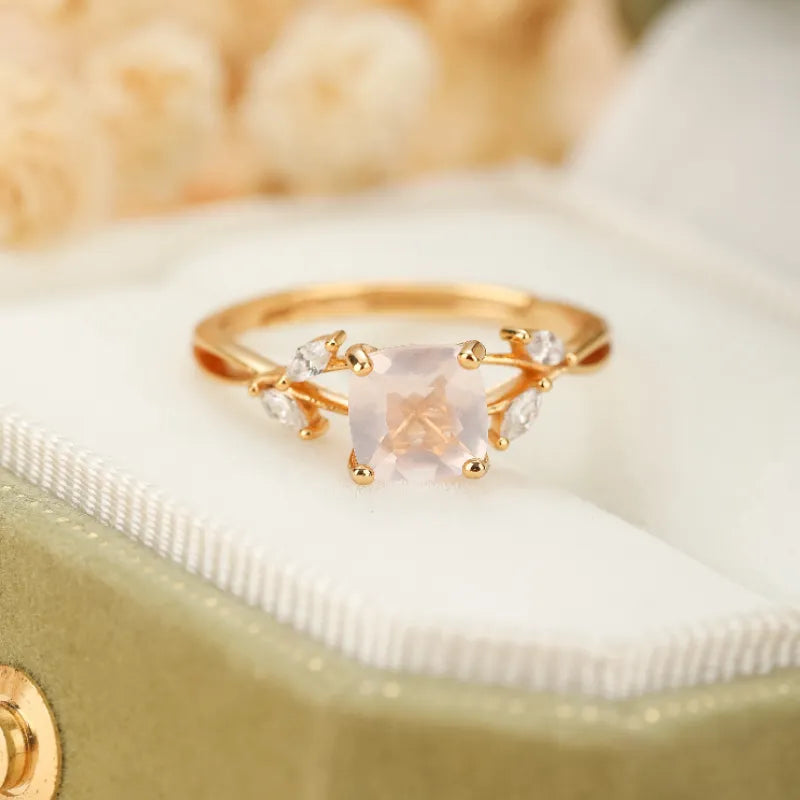 Bague Quartz Rose "Élégance Luxueuse" Argent Doré Or