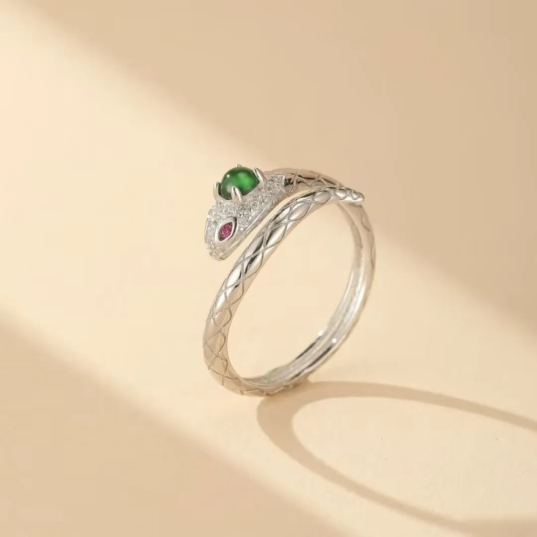 Bague Serpent Jade "Élégance Serpent" Argent