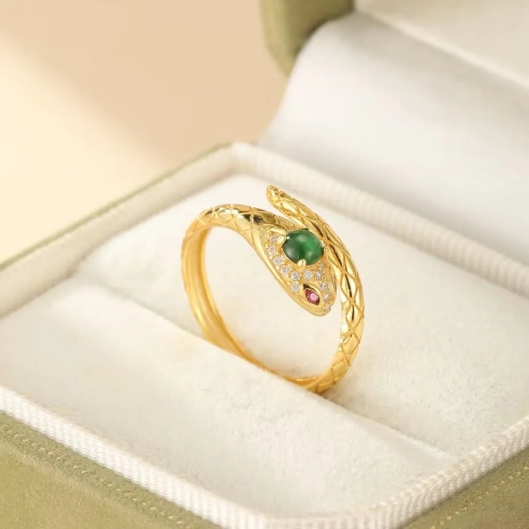 Bague Serpent Jade "Élégance Serpent" Argent