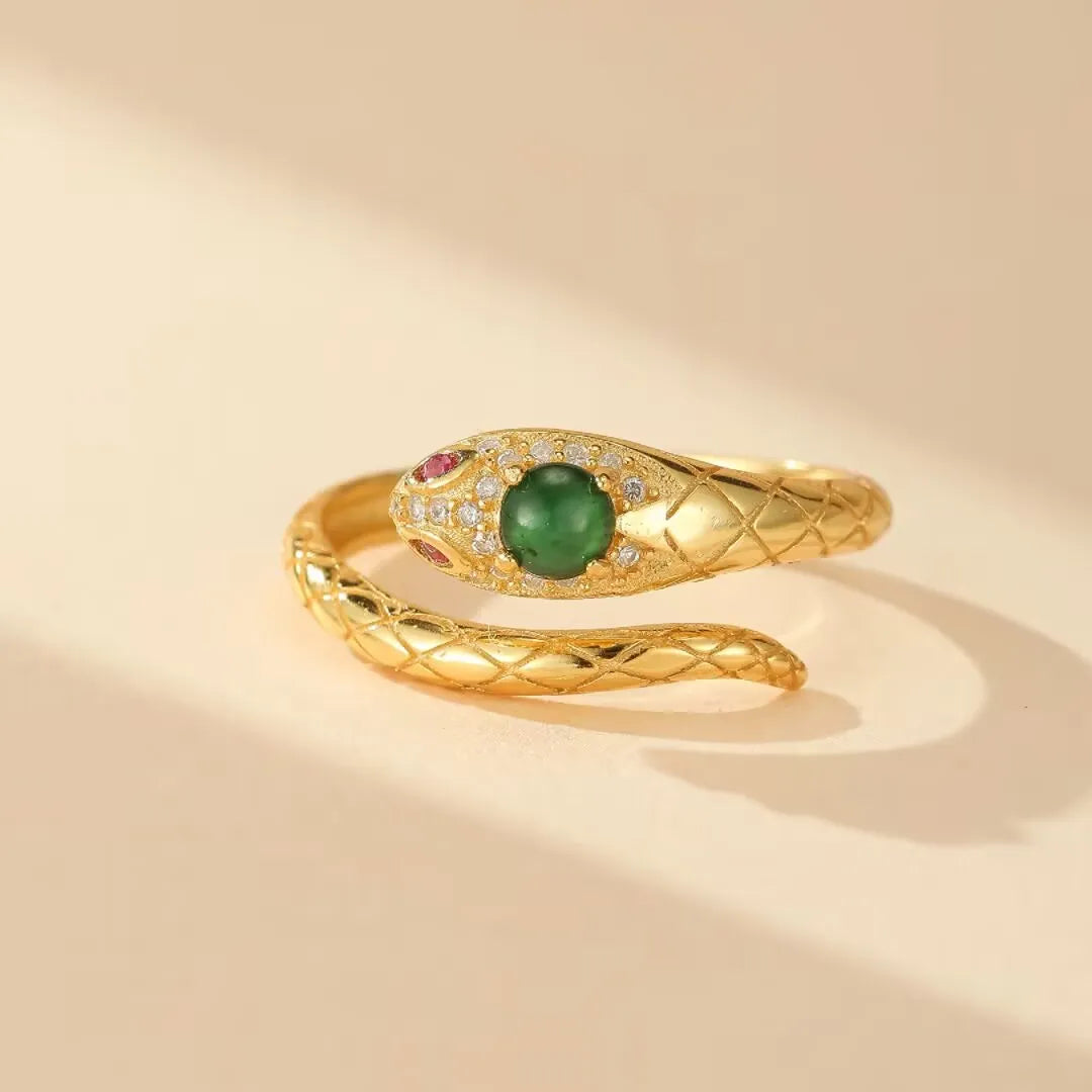 Bague Serpent Jade "Élégance Serpent" Argent