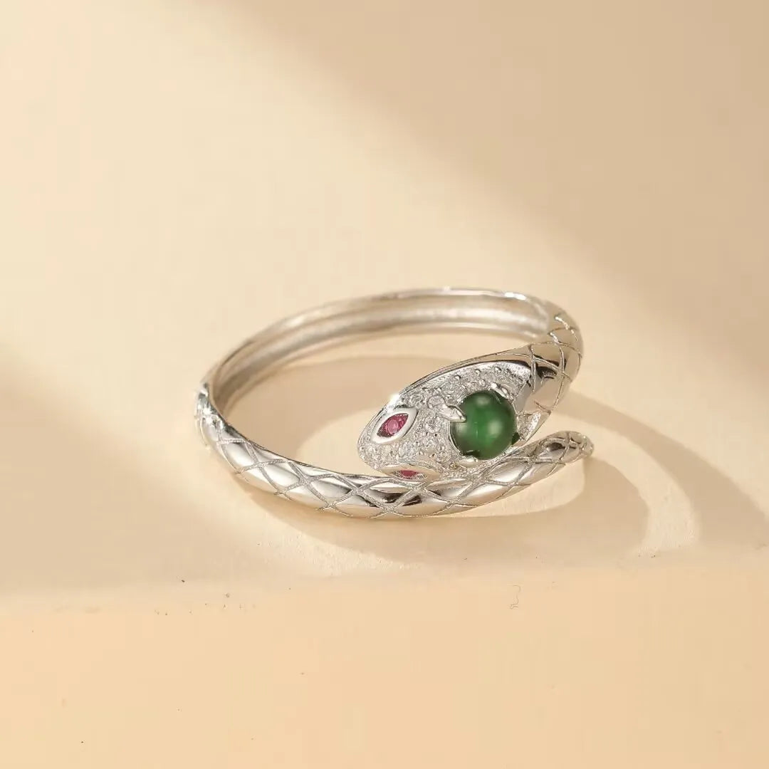 Bague Serpent Jade "Élégance Serpent" Argent