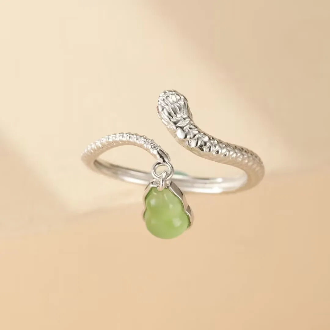 Bague Serpent Jade "Charme Envoûtant" Argent