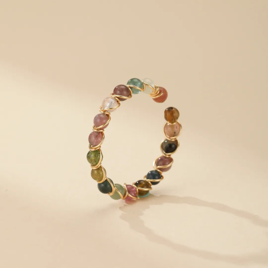 Bague Tourmaline "Arc Coloré" Doré Or