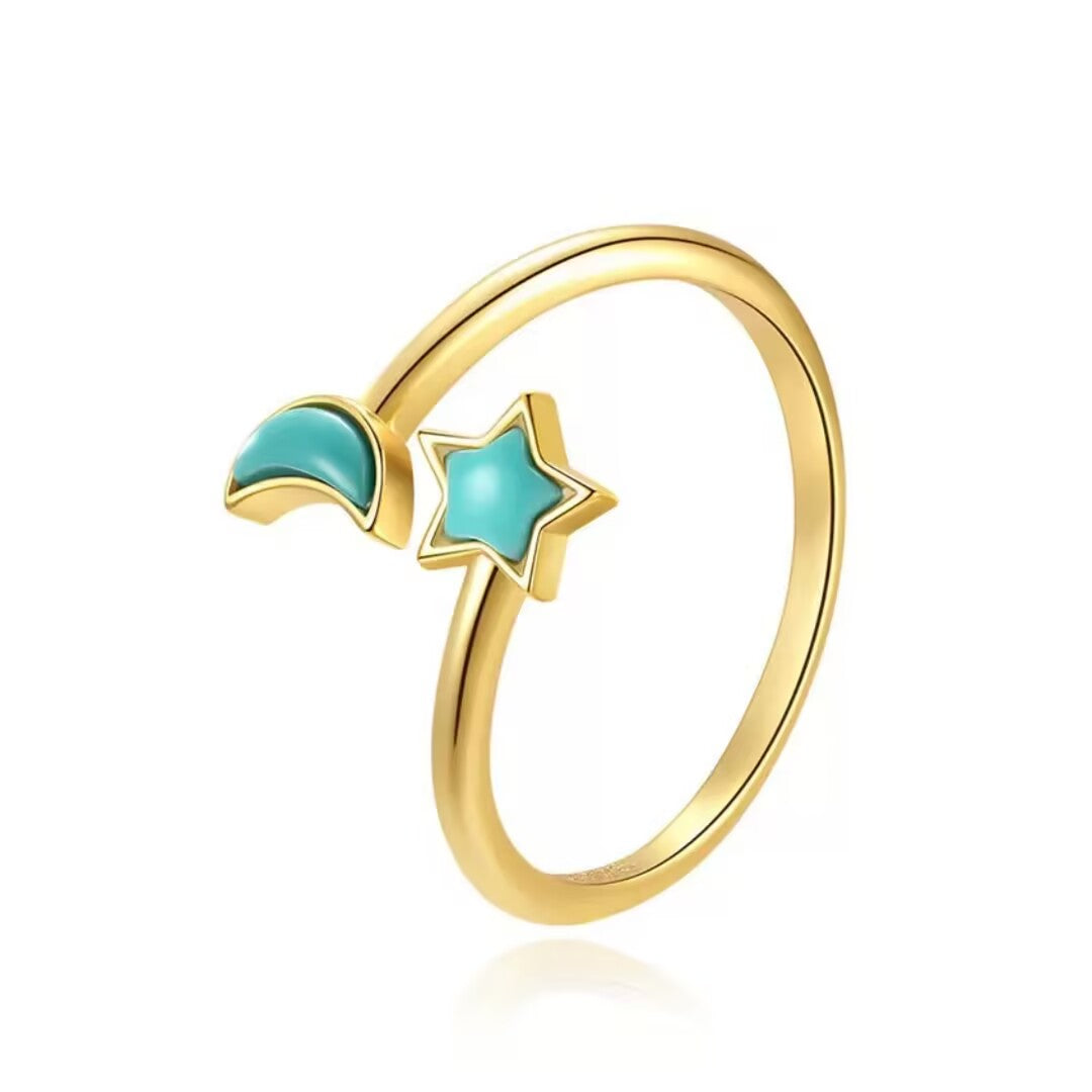 Turquoise Ring “Celestial Balance” Gold-Plated Silver