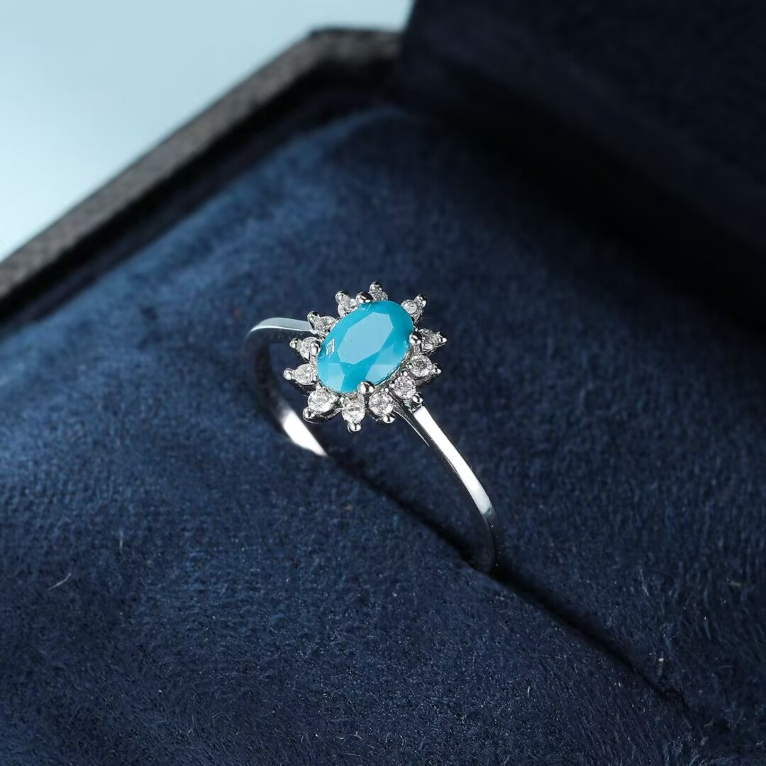 Turquoise Ring “Marine Flower” Silver