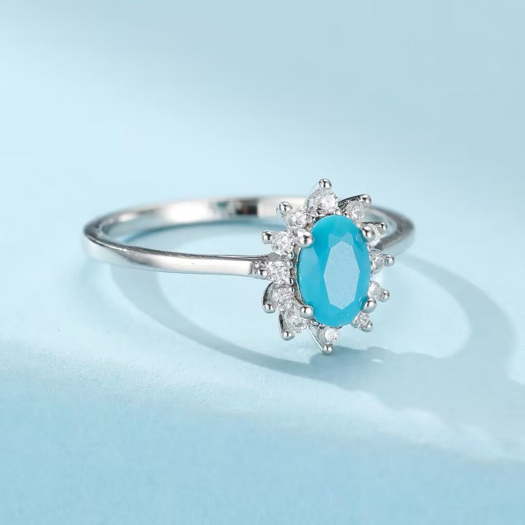 Turquoise Ring “Marine Flower” Silver