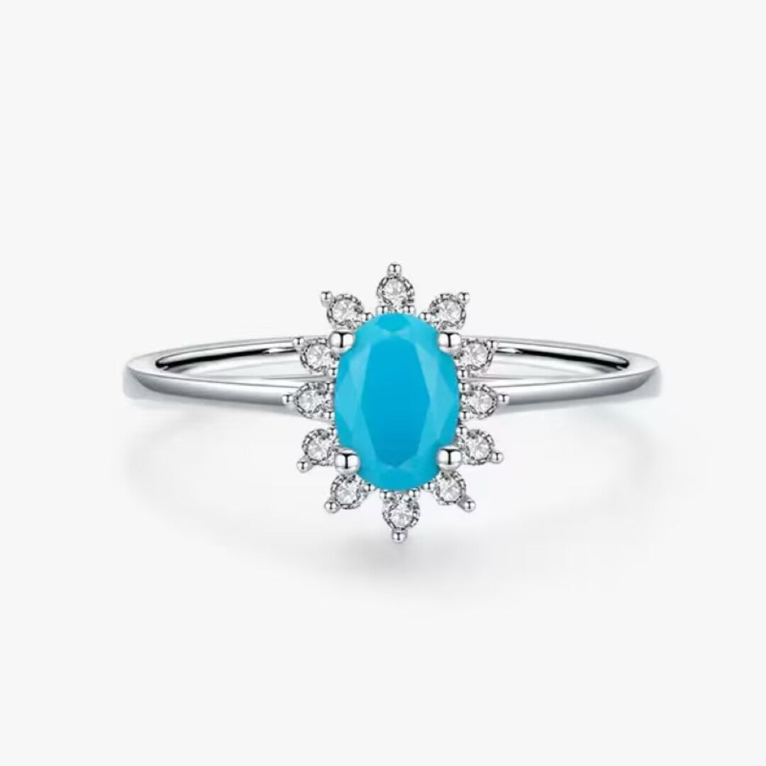 Turquoise Ring “Marine Flower” Silver