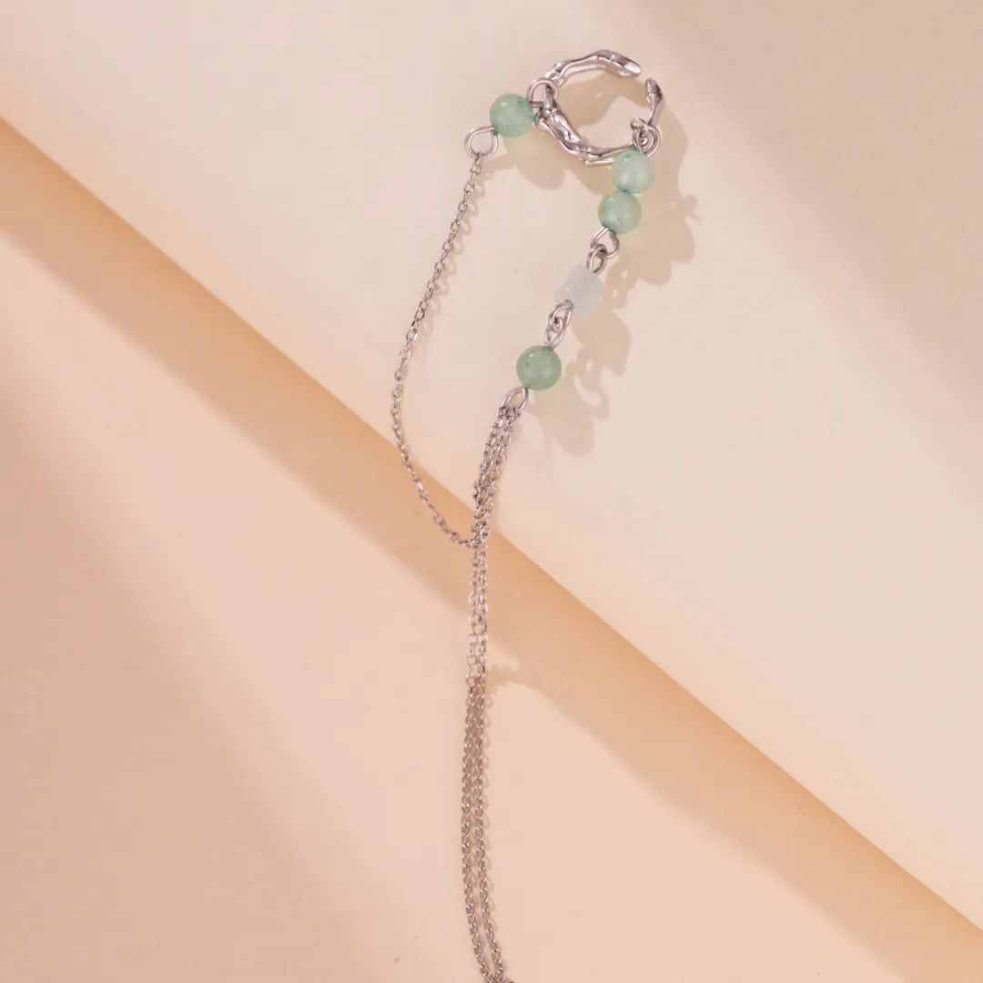 Boucle d'Oreille Aventurine "Sérénité Naturelle" Argent
