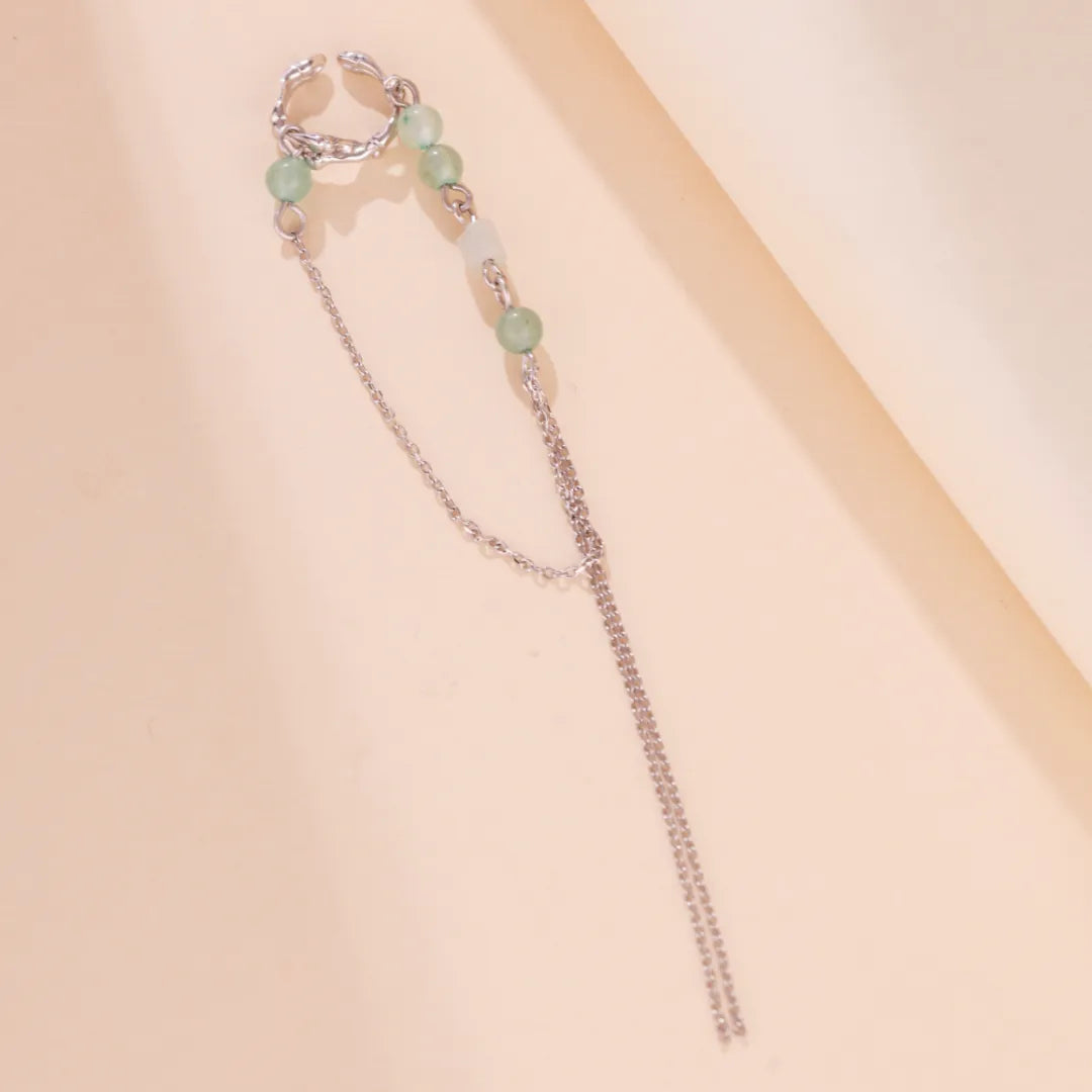 Boucle d'Oreille Aventurine "Sérénité Naturelle" Argent