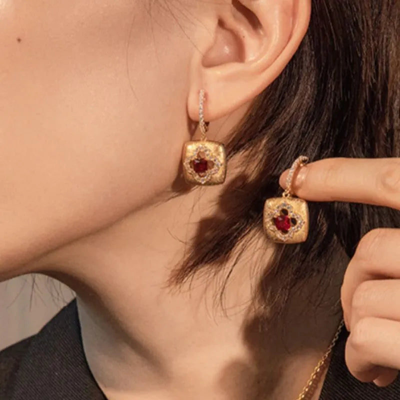 Pendientes de Cornalina "Calor Floral" Plata Dorada