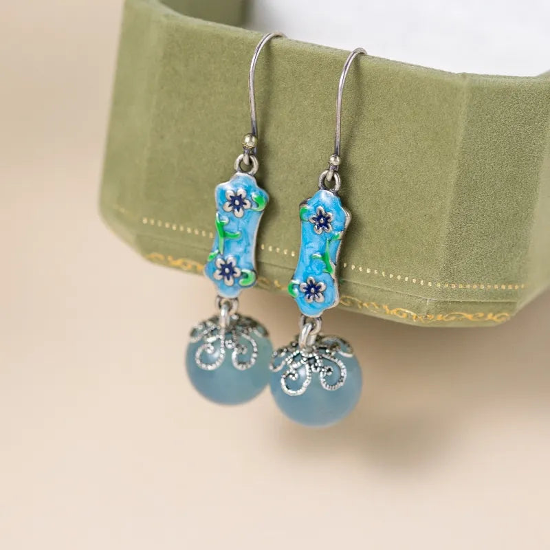 Boucles d'Oreilles Aigue Marine "Cerise Marine" Argent