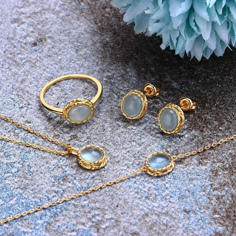 Boucles d'Oreilles Aigue Marine ou Labradorite "Charme Marin" Argent Doré Or