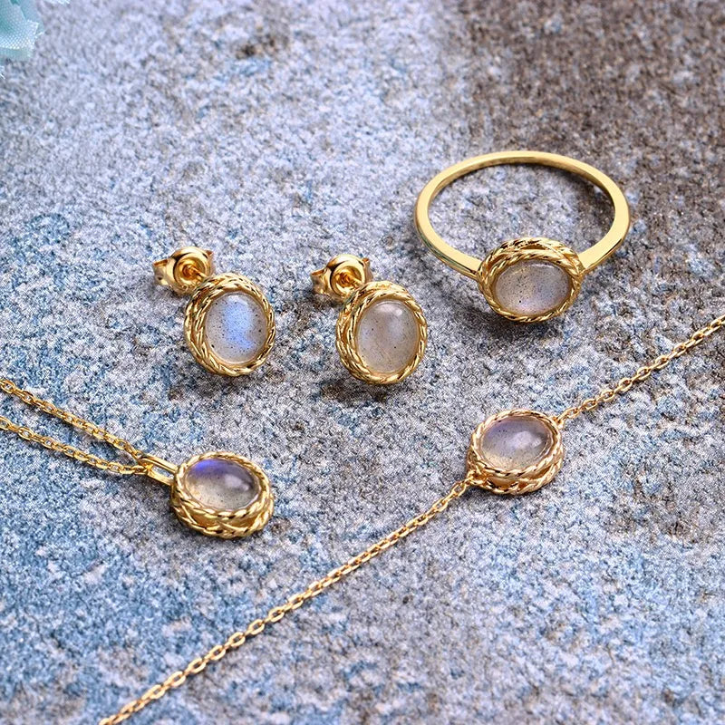 Boucles d'Oreilles Aigue Marine ou Labradorite "Charme Marin" Argent Doré Or