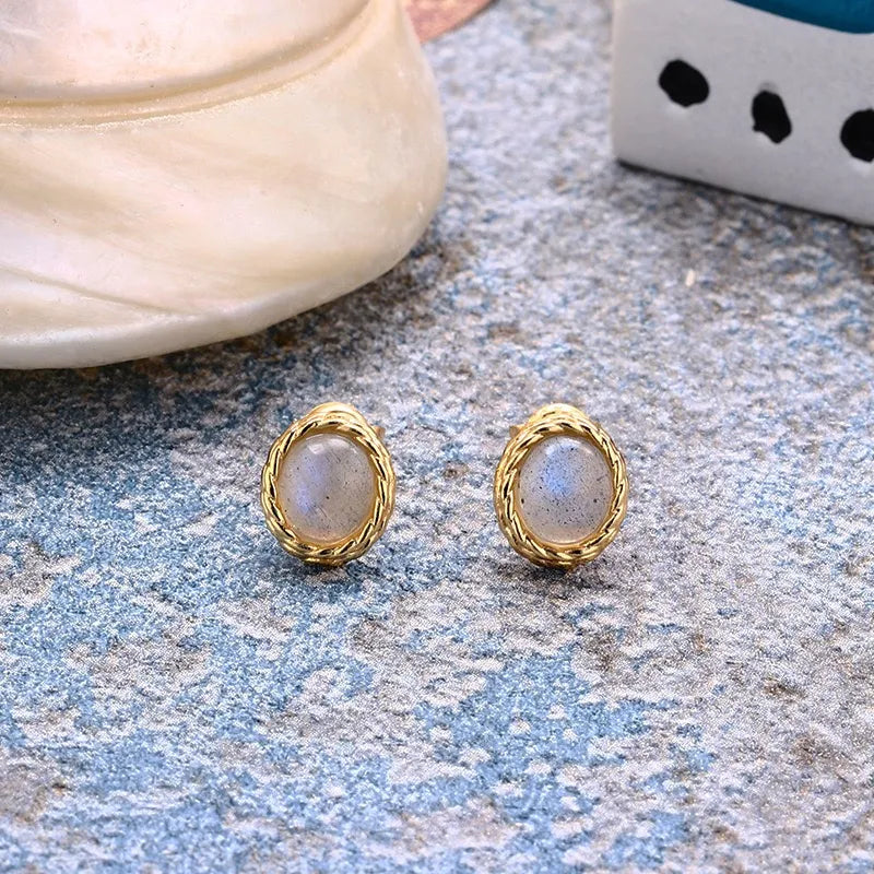 Boucles d'Oreilles Aigue Marine ou Labradorite "Charme Marin" Argent Doré Or