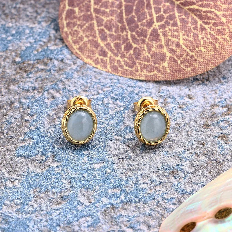 Boucles d'Oreilles Aigue Marine ou Labradorite "Charme Marin" Argent Doré Or