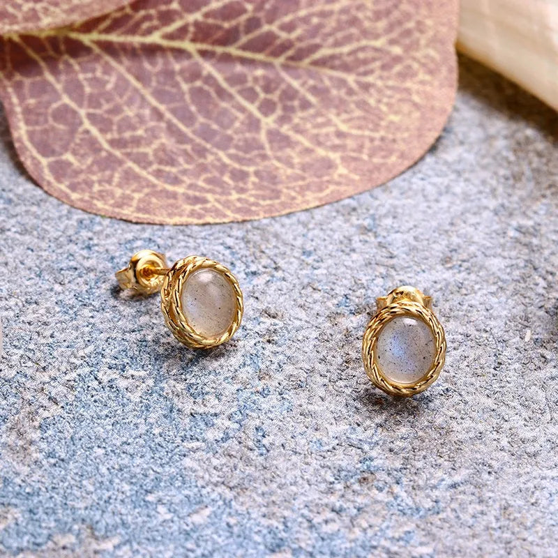 Boucles d'Oreilles Aigue Marine ou Labradorite "Charme Marin" Argent Doré Or
