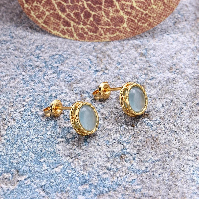 Boucles d'Oreilles Aigue Marine ou Labradorite "Charme Marin" Argent Doré Or