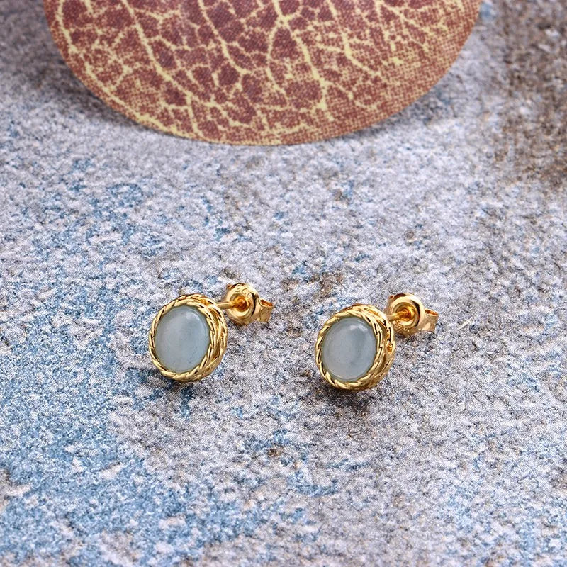 Boucles d'Oreilles Aigue Marine ou Labradorite "Charme Marin" Argent Doré Or