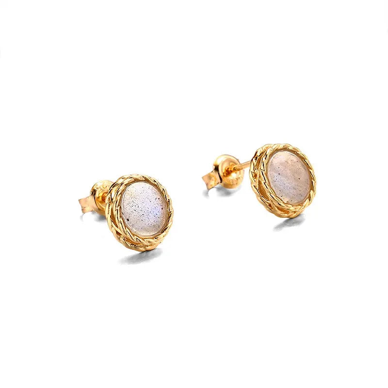 Boucles d'Oreilles Aigue Marine ou Labradorite "Charme Marin" Argent Doré Or