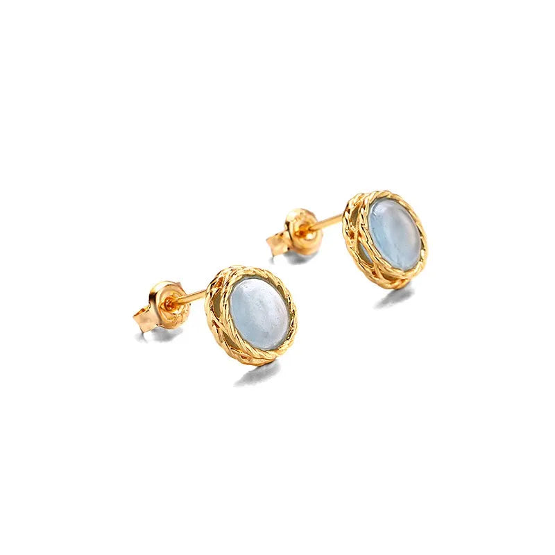 Boucles d'Oreilles Aigue Marine ou Labradorite "Charme Marin" Argent Doré Or