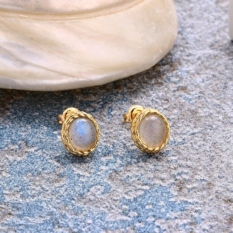 Boucles d'Oreilles Aigue Marine ou Labradorite "Charme Marin" Argent Doré Or