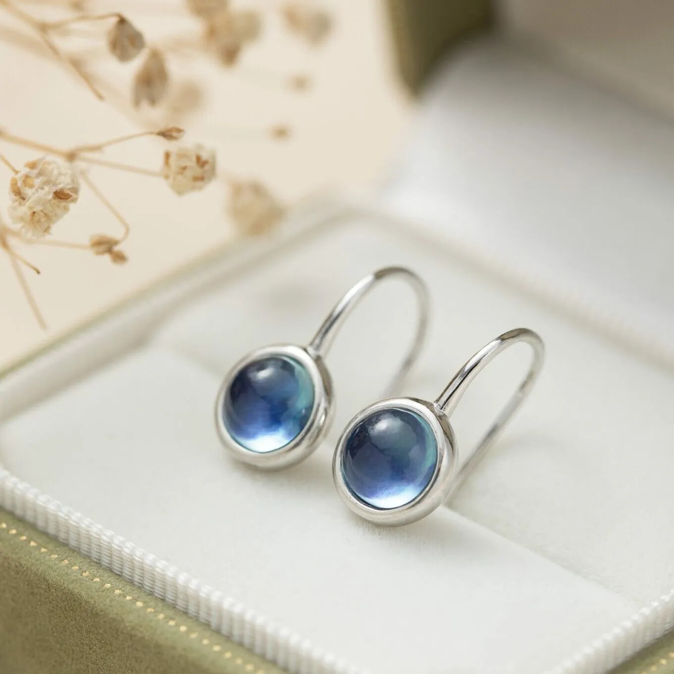 Boucles d'Oreilles Aigue Marine "Océan Mystique" Argent