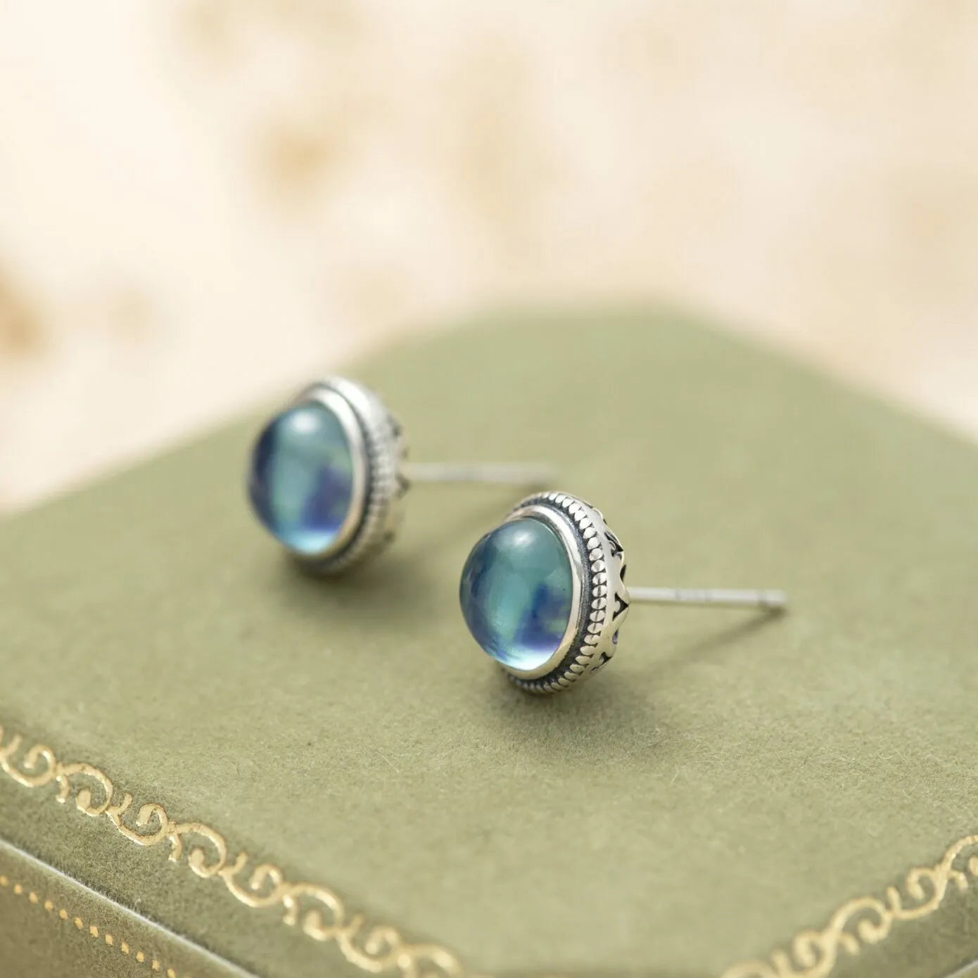 Boucles d'Oreilles Aigue Marine "Sérénité Maritime" Argent