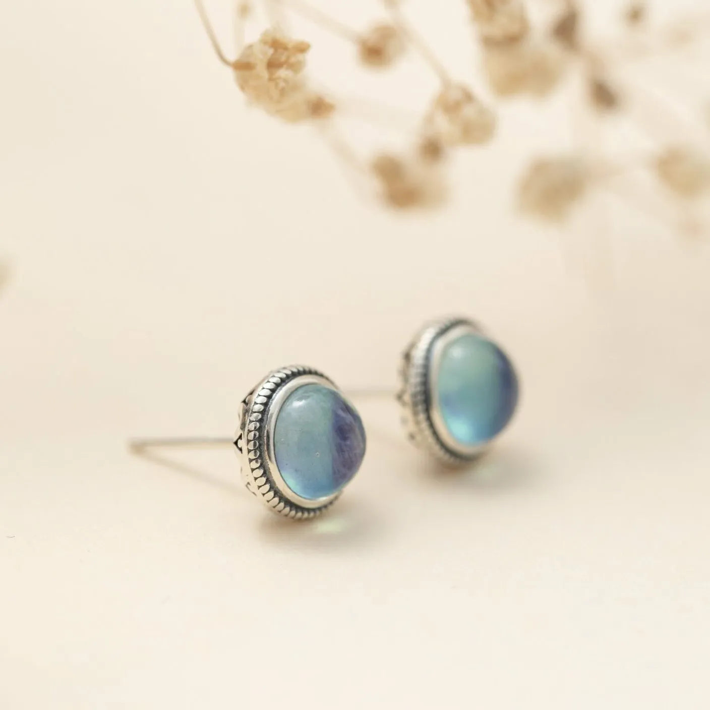Boucles d'Oreilles Aigue Marine "Sérénité Maritime" Argent