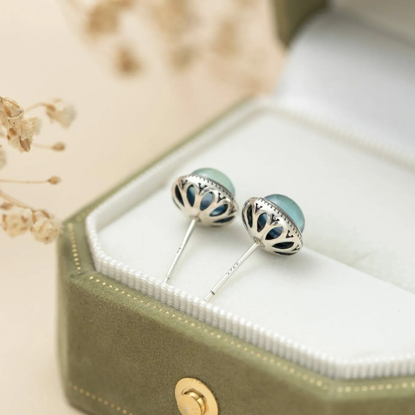 Boucles d'Oreilles Aigue Marine "Sérénité Maritime" Argent