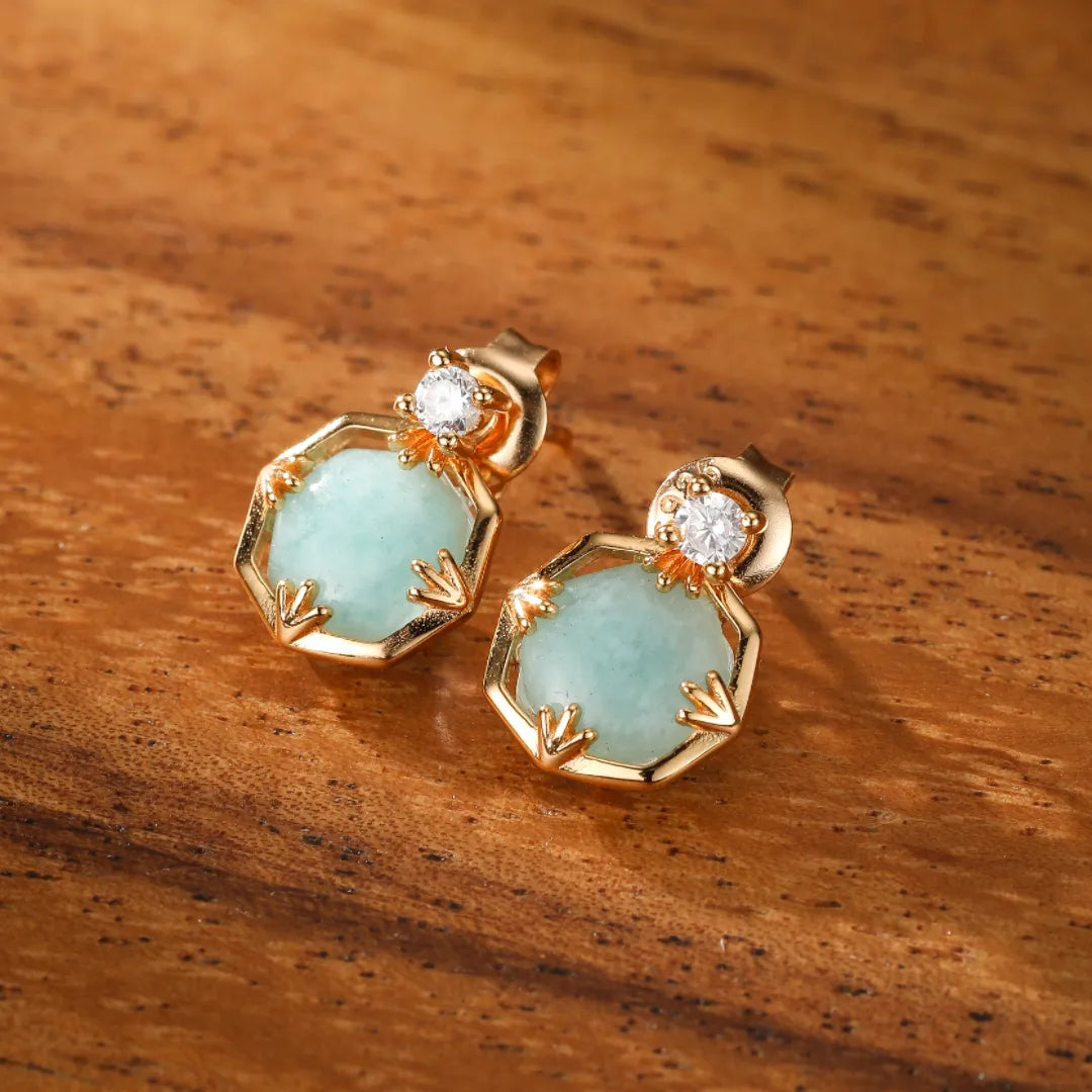 Pendientes de Amazonita "Brillo Sutil" Plata Dorada