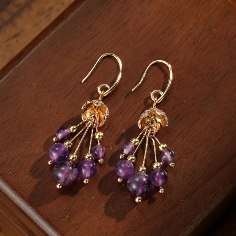 Boucles d'Oreilles Améthyste "Floraison Violette"