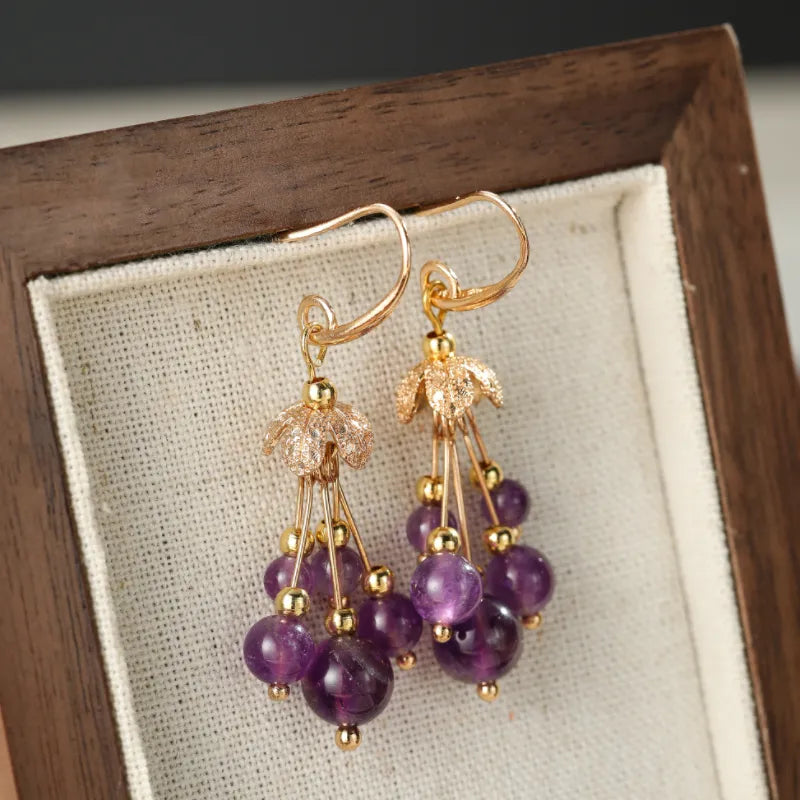 Boucles d'Oreilles Améthyste "Floraison Violette"