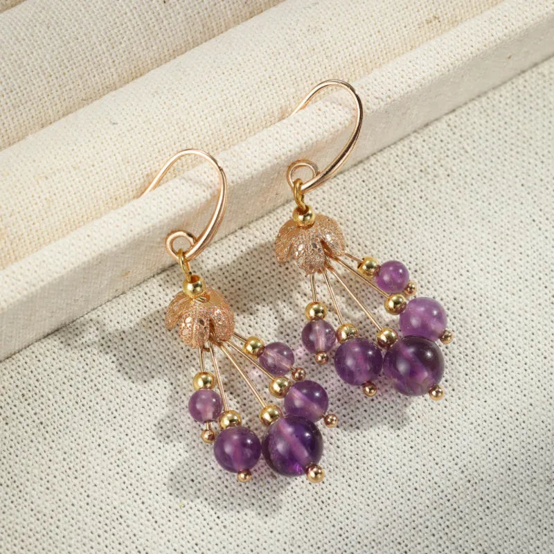 Boucles d'Oreilles Améthyste "Floraison Violette"