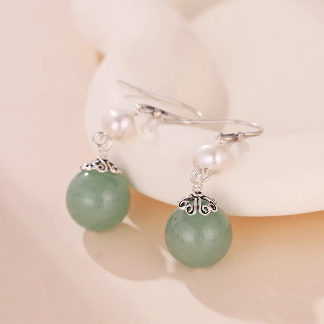 Boucles d'Oreilles Aventurine "Élégance Naturelle" Argent