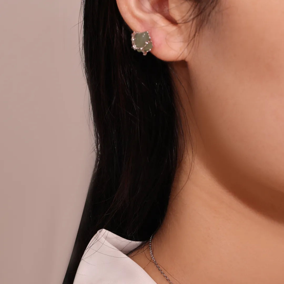 Boucles d'Oreilles Aventurine "Nature Enlacée" Argent