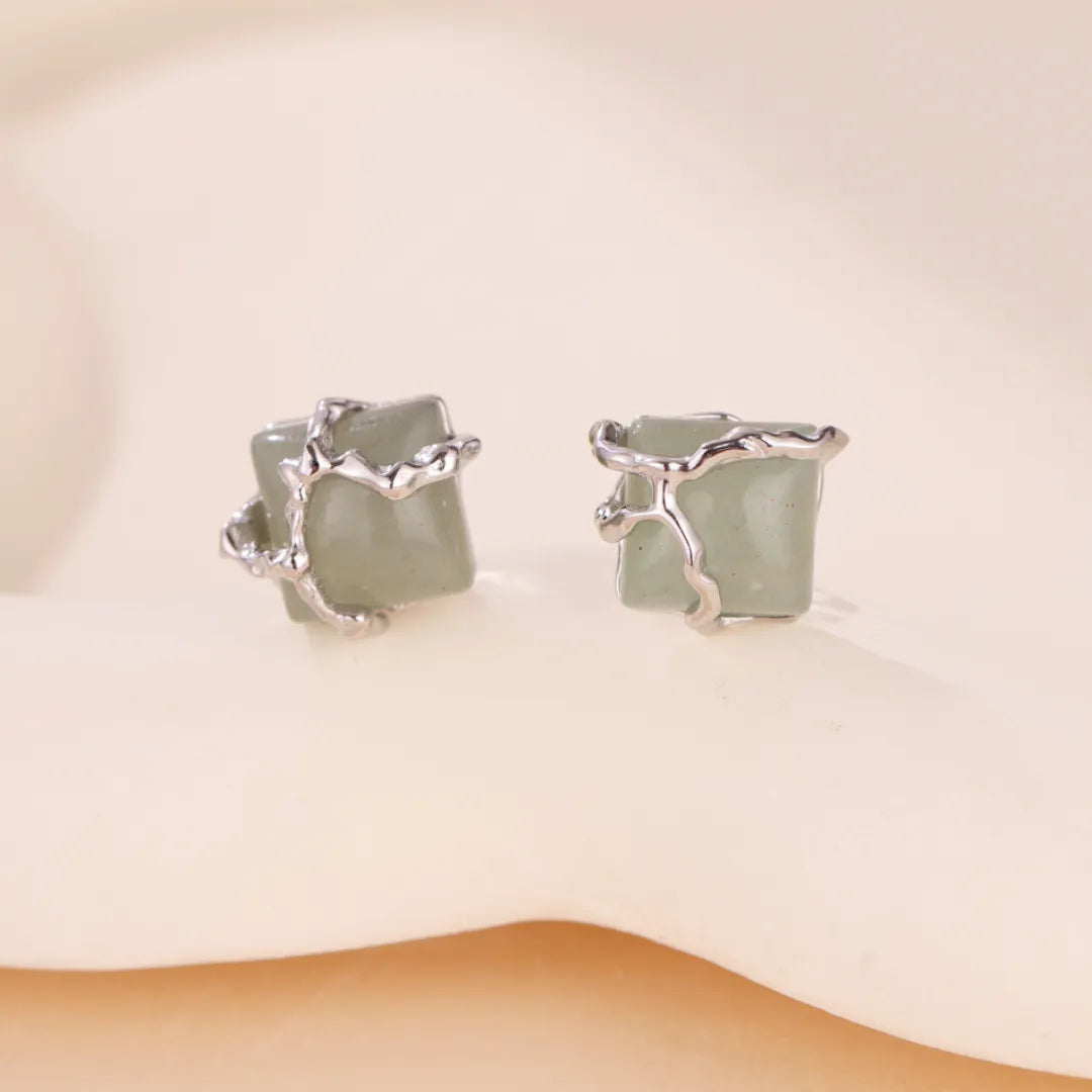 Boucles d'Oreilles Aventurine "Nature Enlacée" Argent