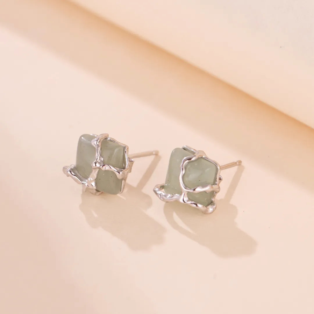 Boucles d'Oreilles Aventurine "Nature Enlacée" Argent