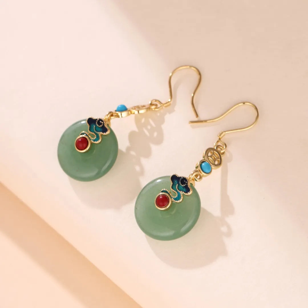 Boucles d'Oreilles Aventurine "Rêve de Nuage" Doré Or