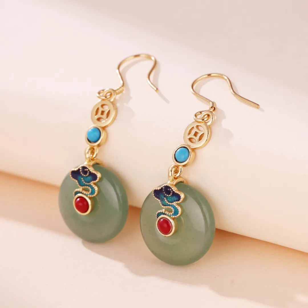 Boucles d'Oreilles Aventurine "Rêve de Nuage" Doré Or