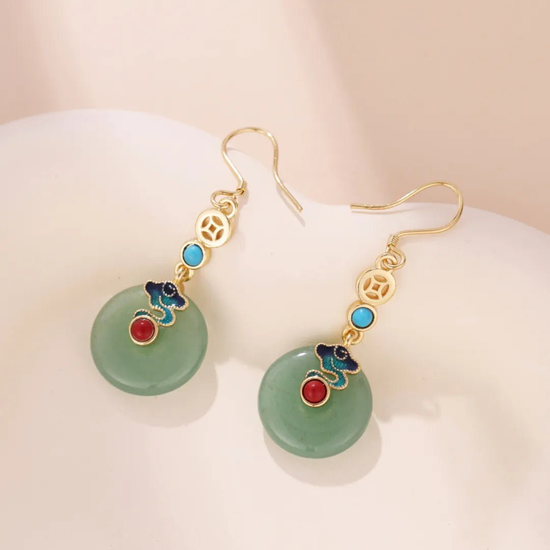 Boucles d'Oreilles Aventurine "Rêve de Nuage" Doré Or